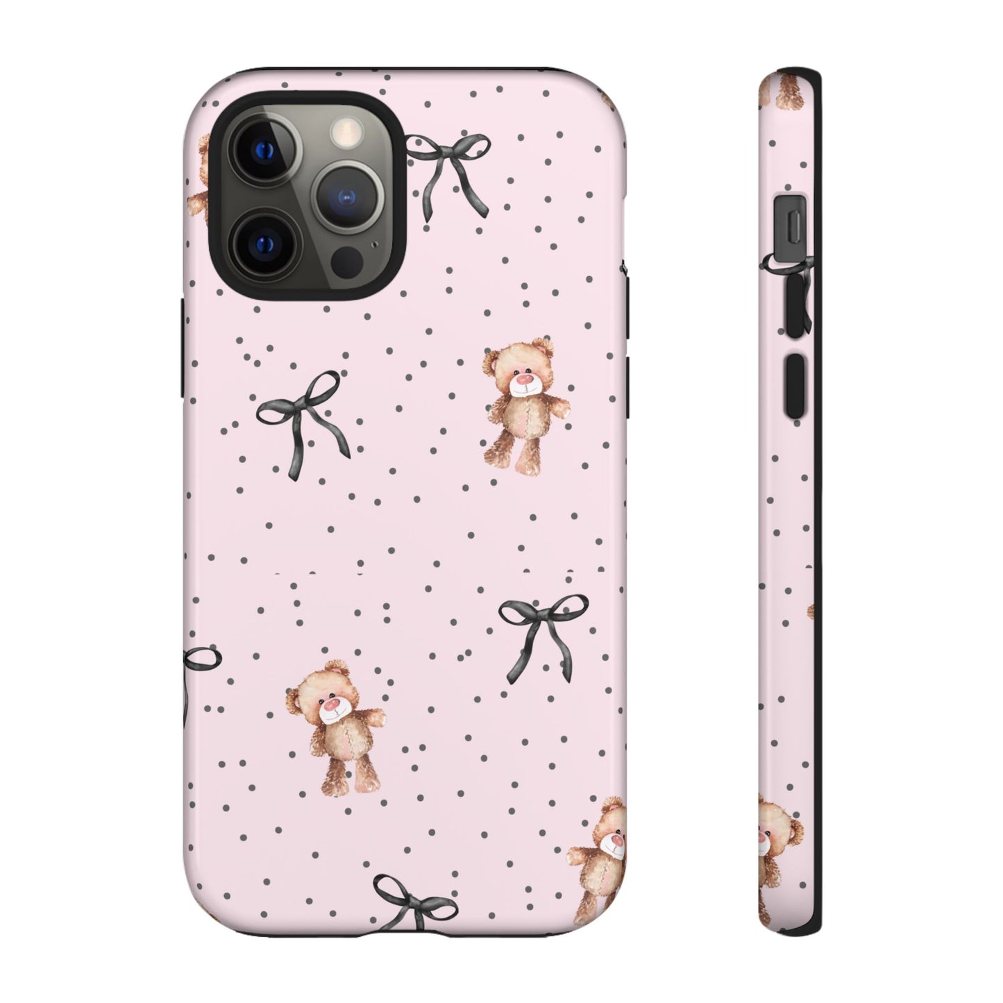 Teddy Bear Black Bow Pink Phone Case