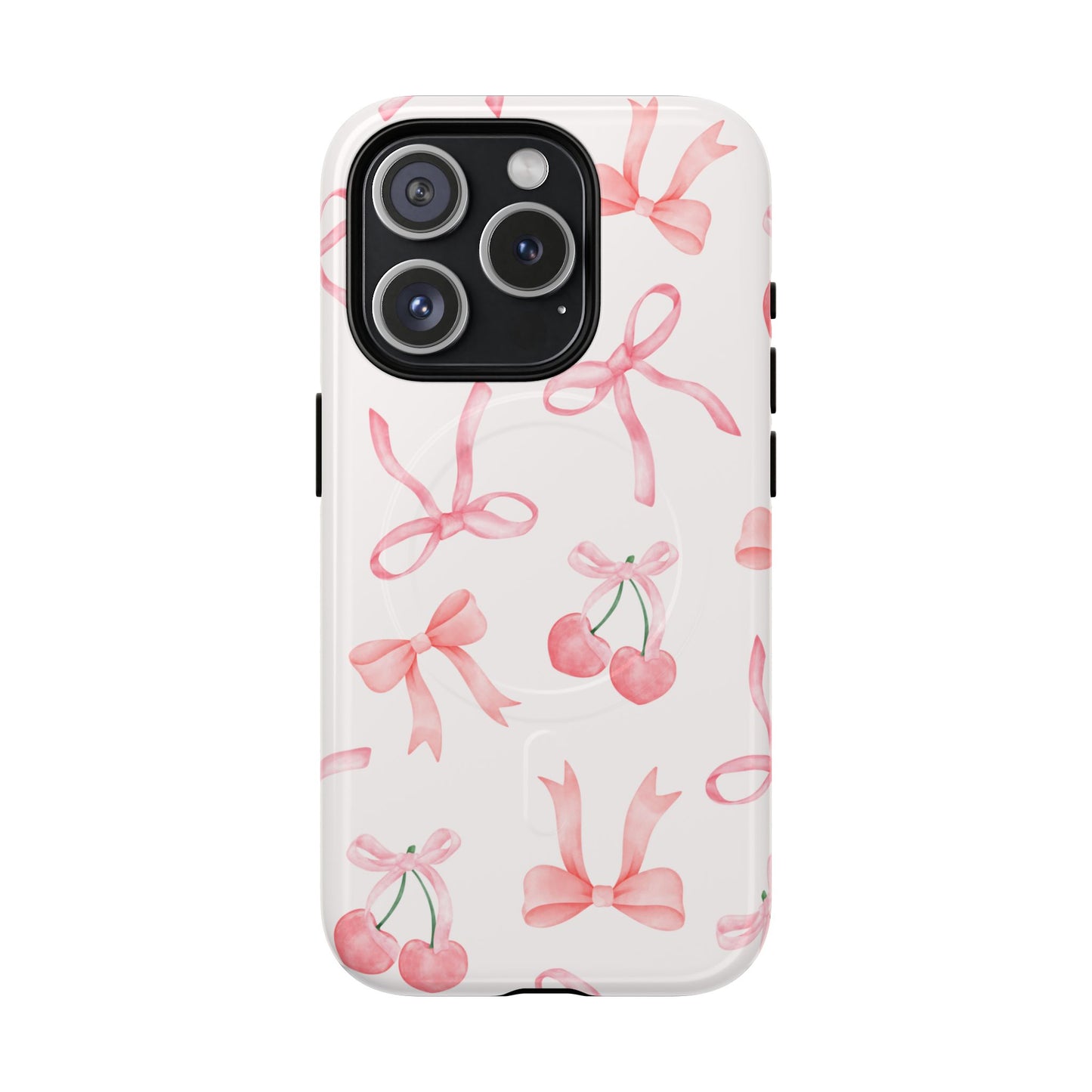 Pink Cherry Bow MagSafe iPhone Case