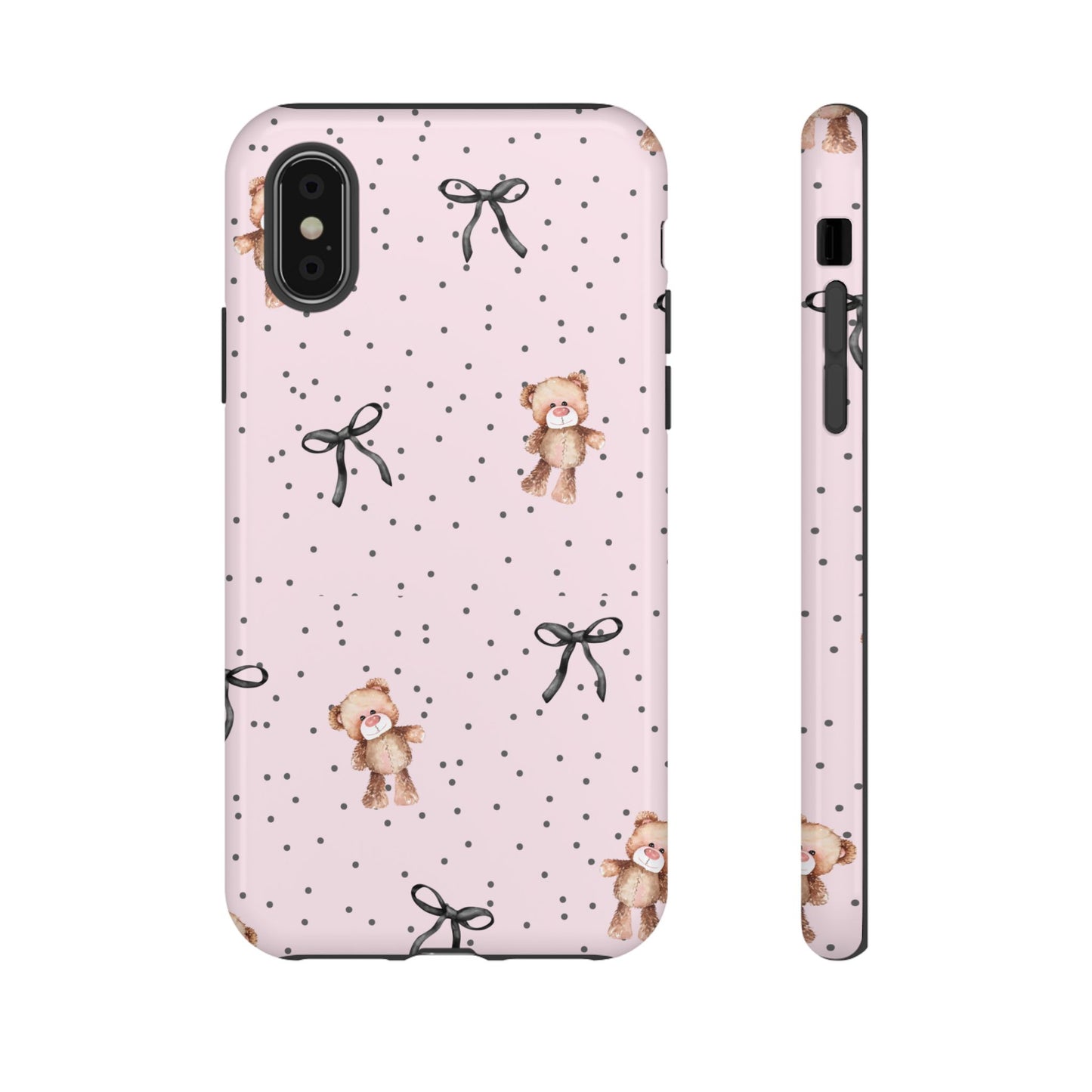 Teddy Bear Black Bow Pink Phone Case