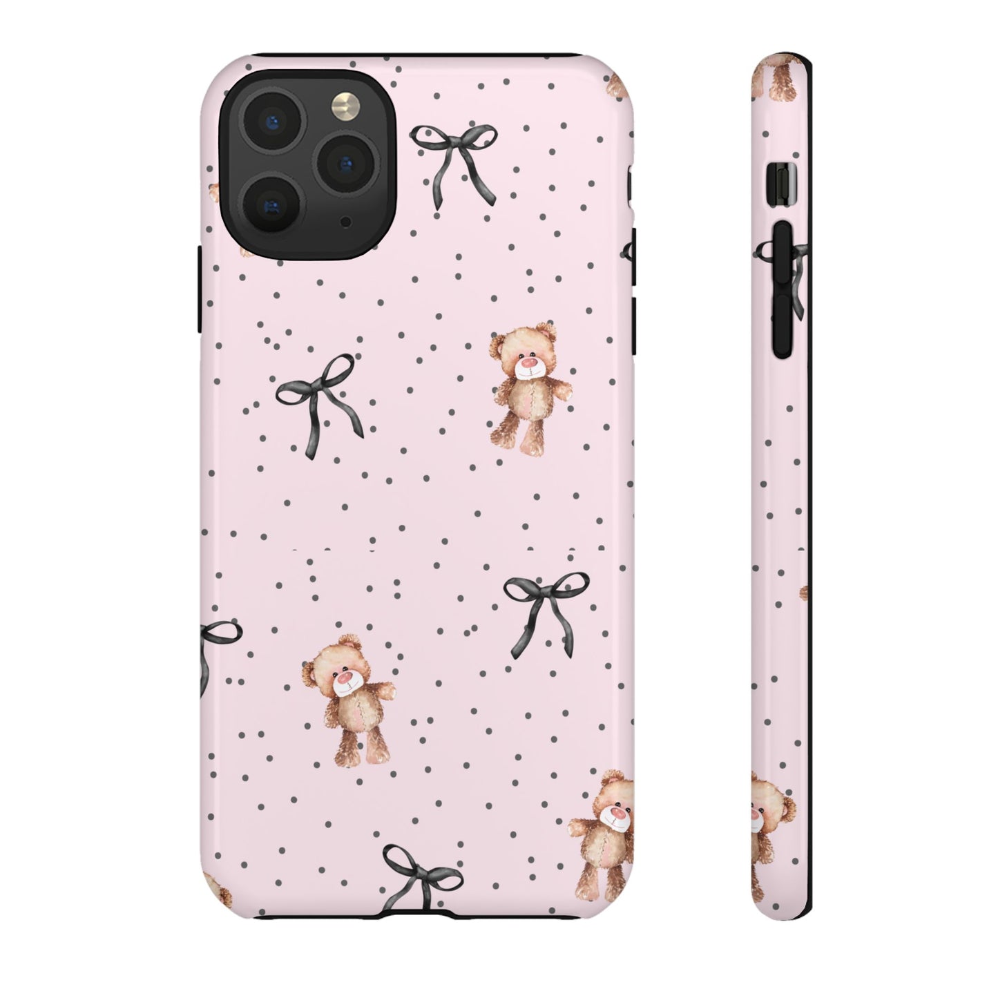 Teddy Bear Black Bow Pink Phone Case