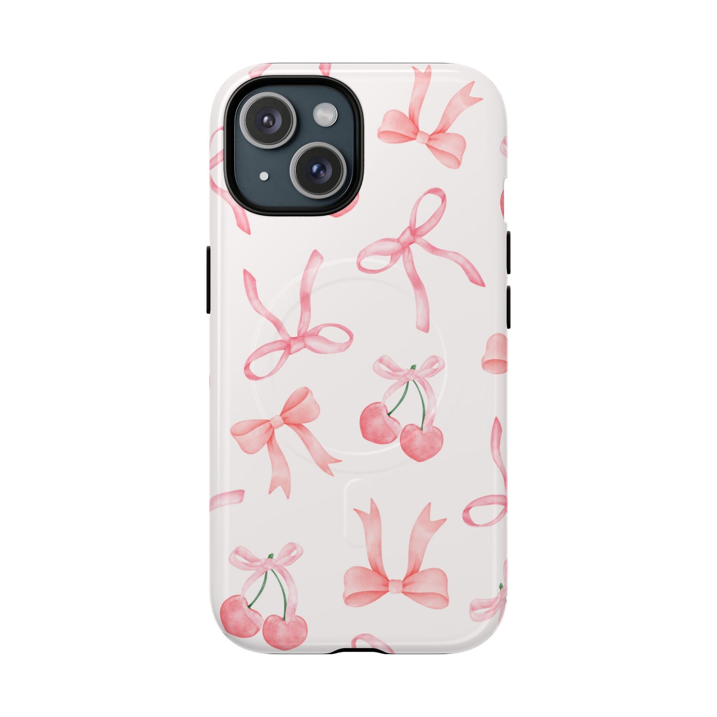 Pink Cherry Bow MagSafe iPhone Case