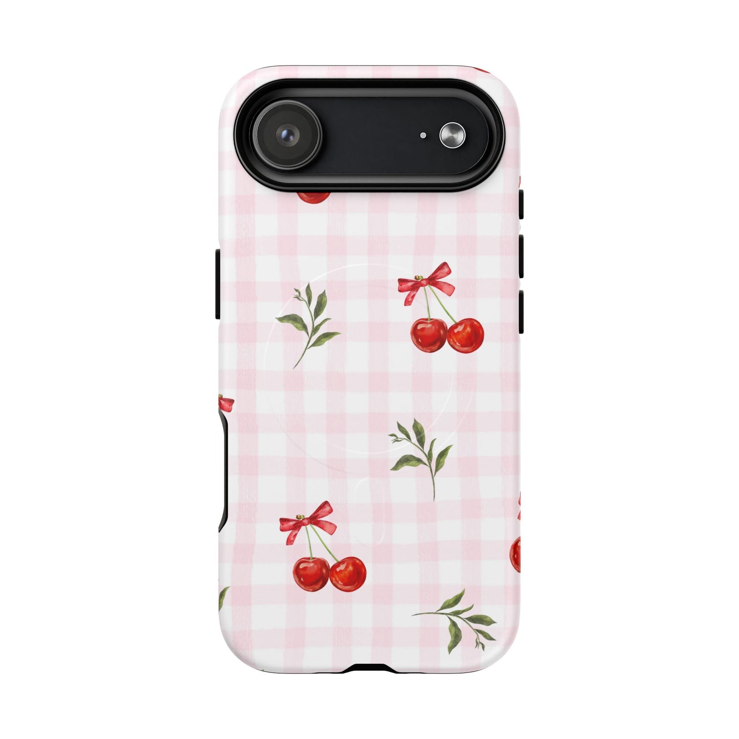 Cherry Pink Plaid MagSafe iPhone Case