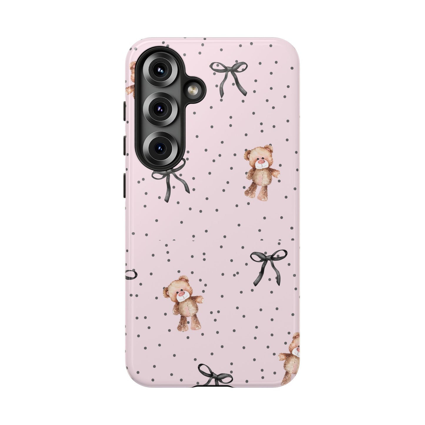 Teddy Bear Black Bow Pink Phone Case