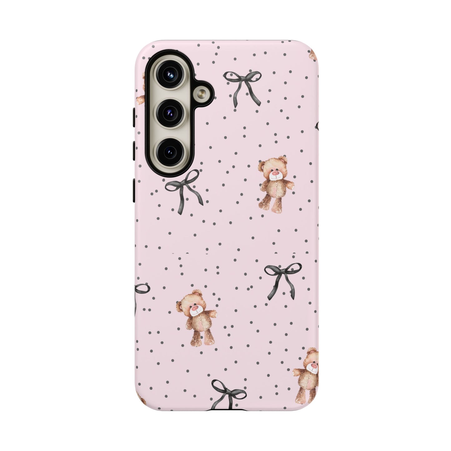 Teddy Bear Black Bow Pink Phone Case