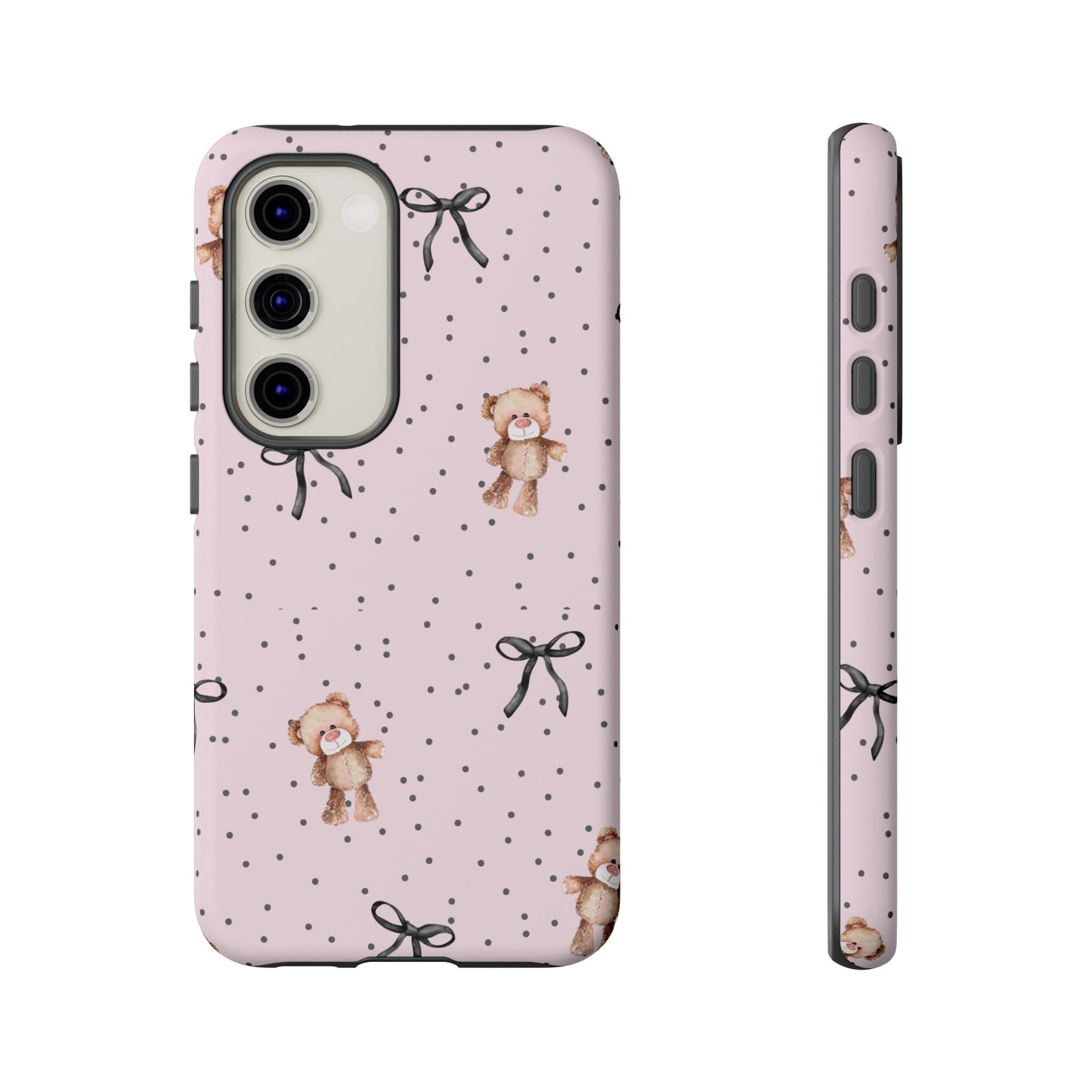 Teddy Bear Black Bow Pink Phone Case