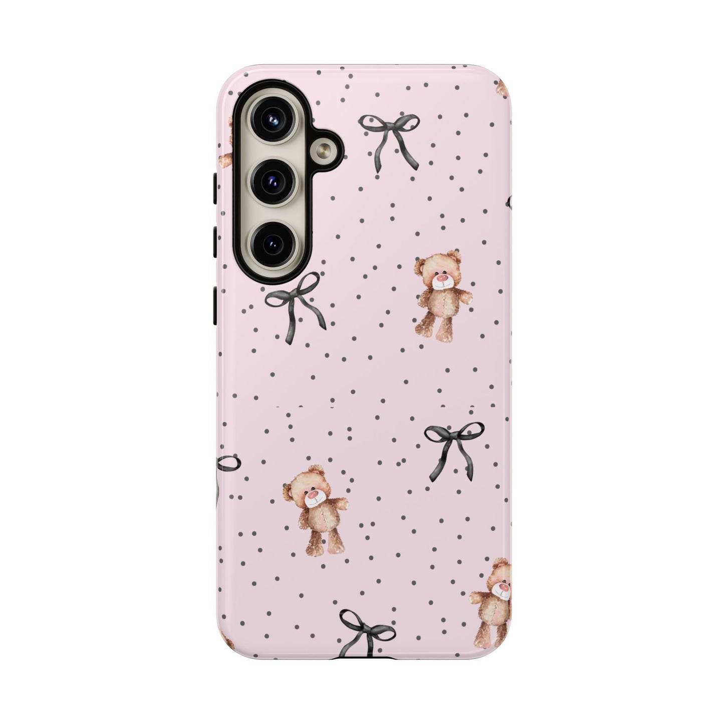 Teddy Bear Black Bow Pink Phone Case