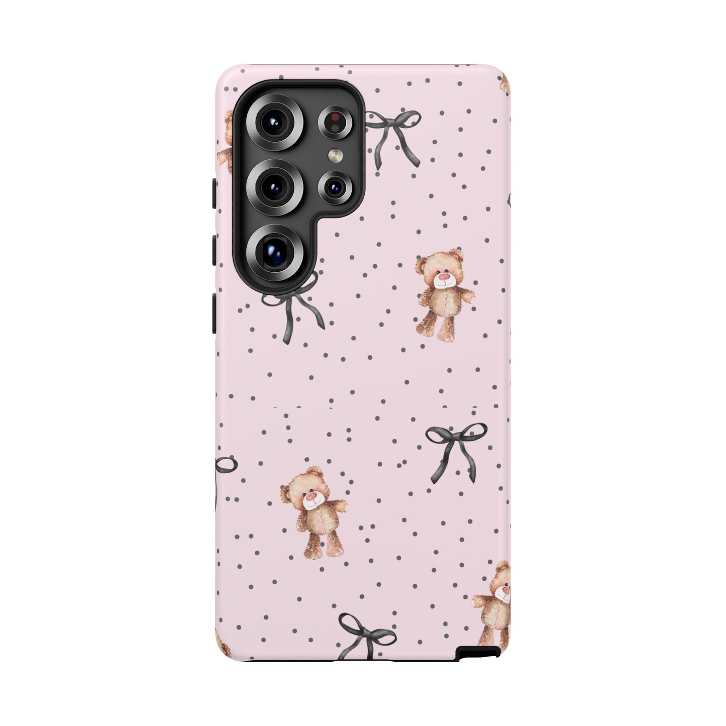 Teddy Bear Black Bow Pink Phone Case