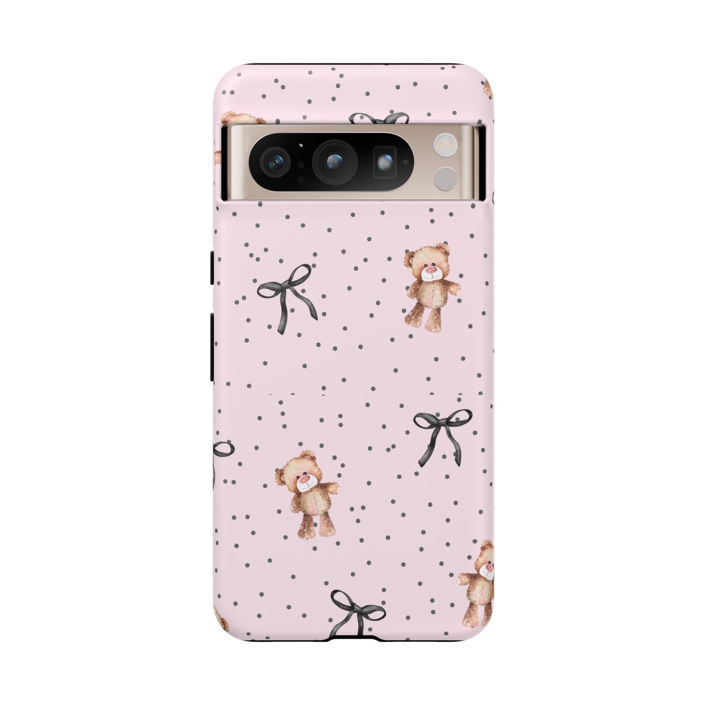 Teddy Bear Black Bow Pink Phone Case