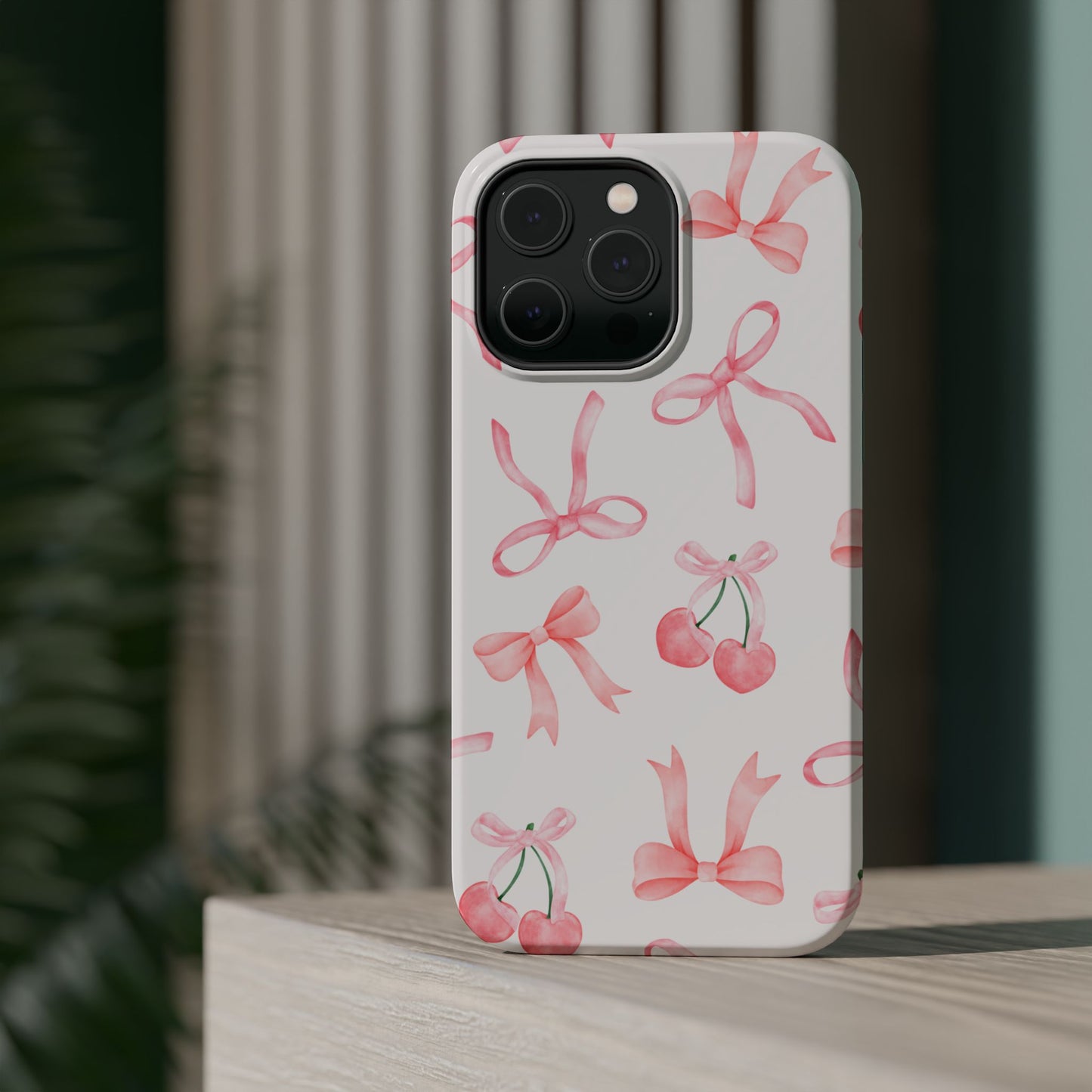 Pink Cherry Bow MagSafe Phone Case