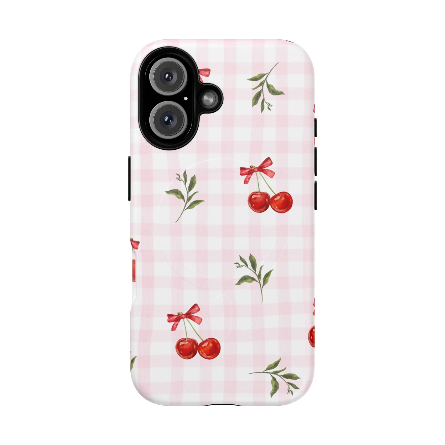 Cherry Pink Plaid MagSafe iPhone Case