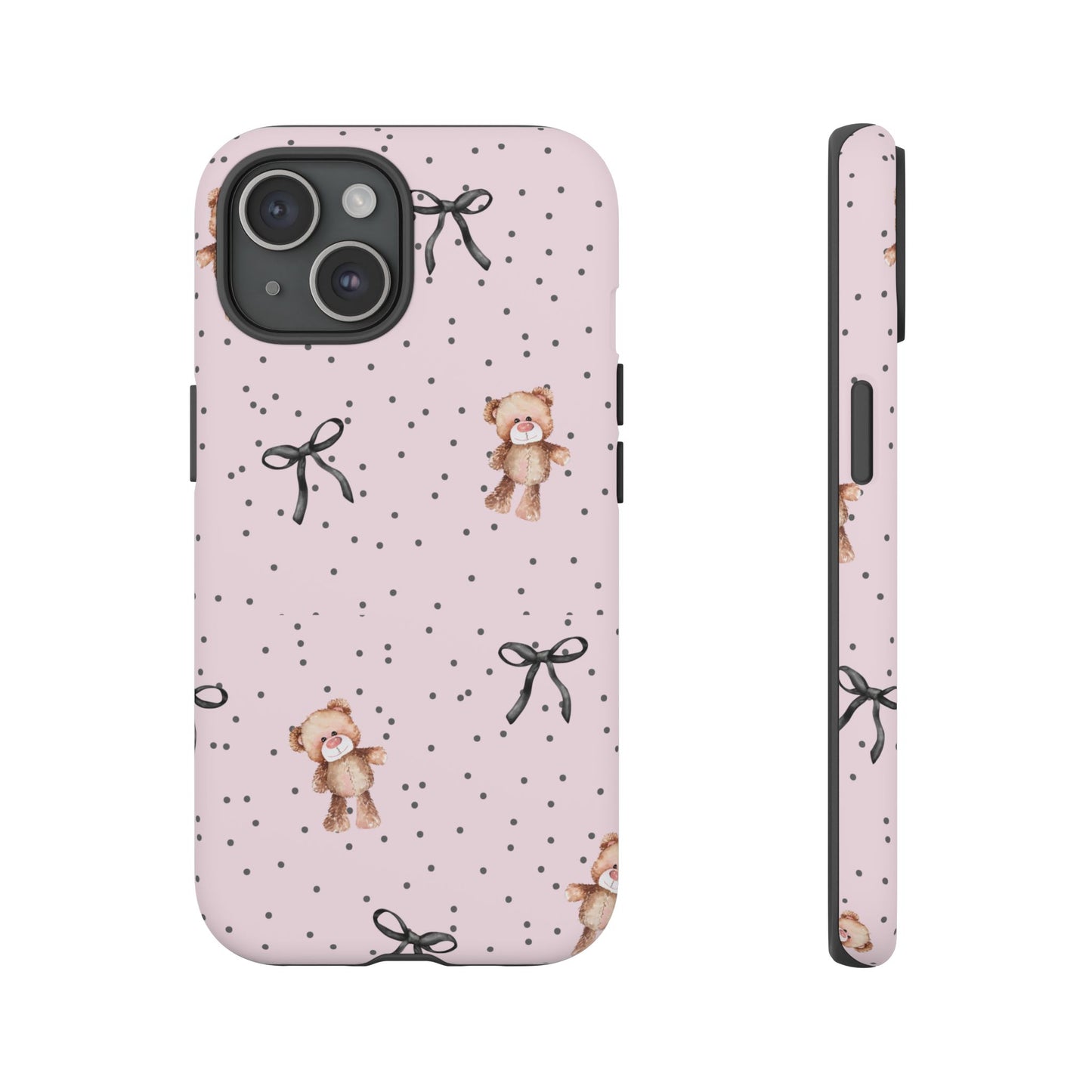 Teddy Bear Black Bow Pink Phone Case