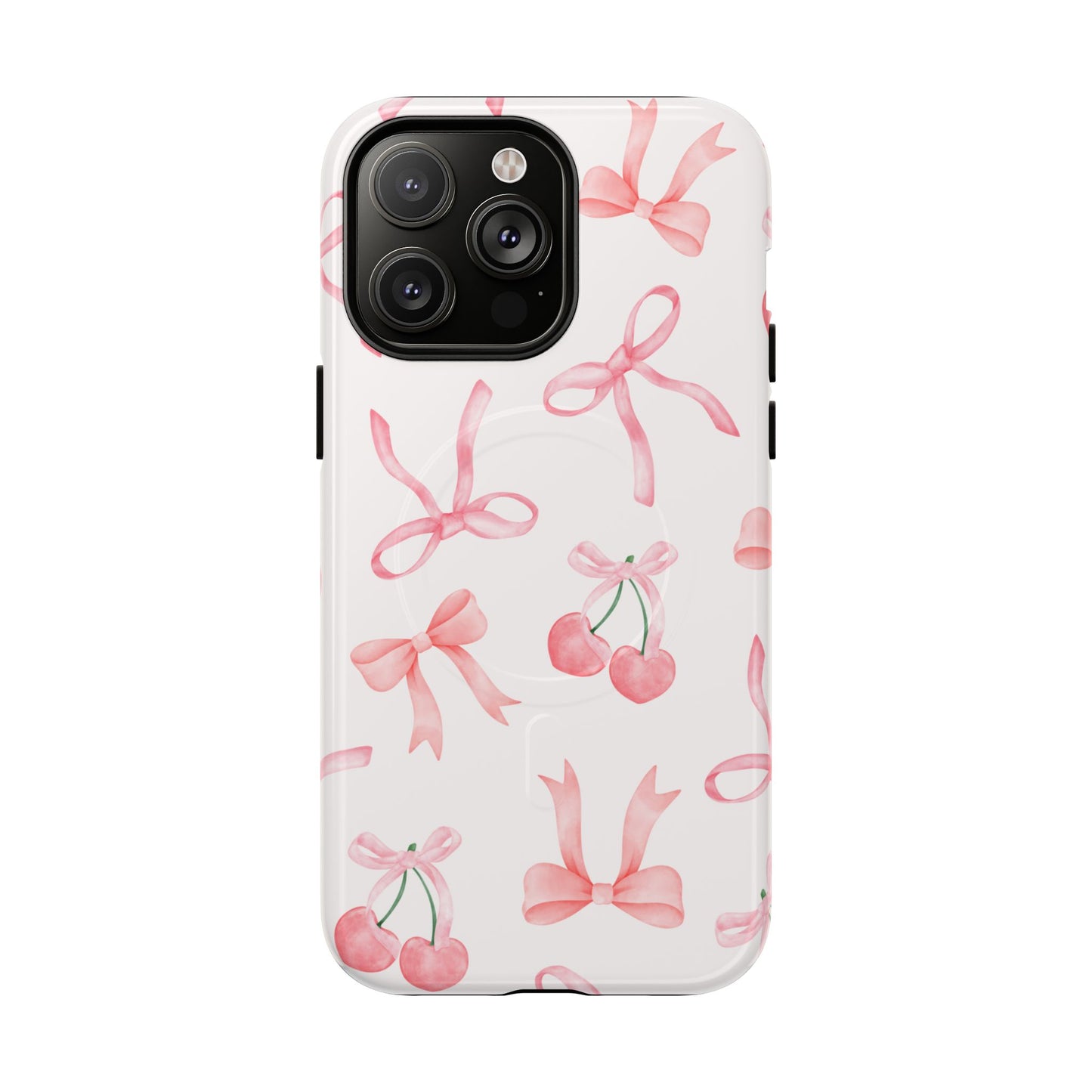 Pink Cherry Bow MagSafe iPhone Case