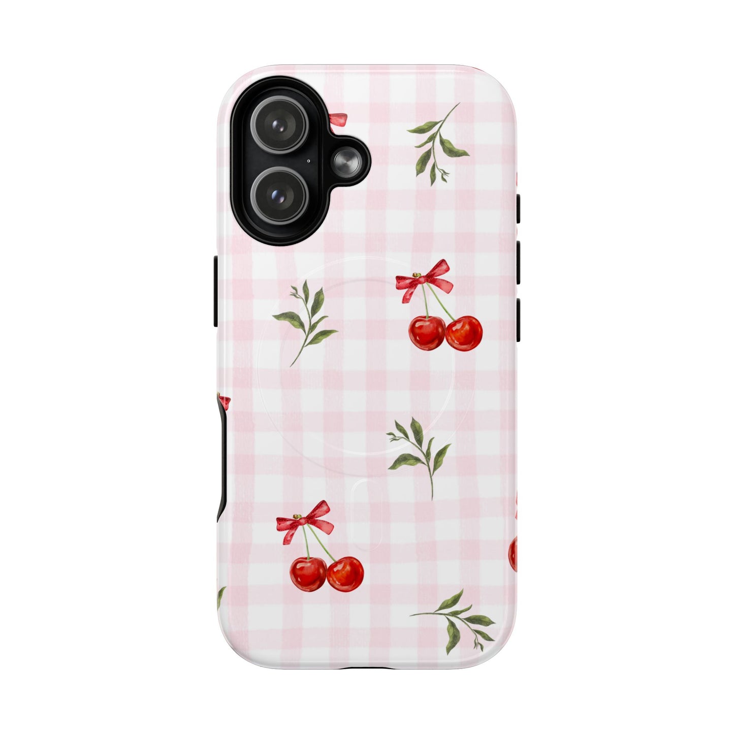 Cherry Pink Plaid MagSafe iPhone Case