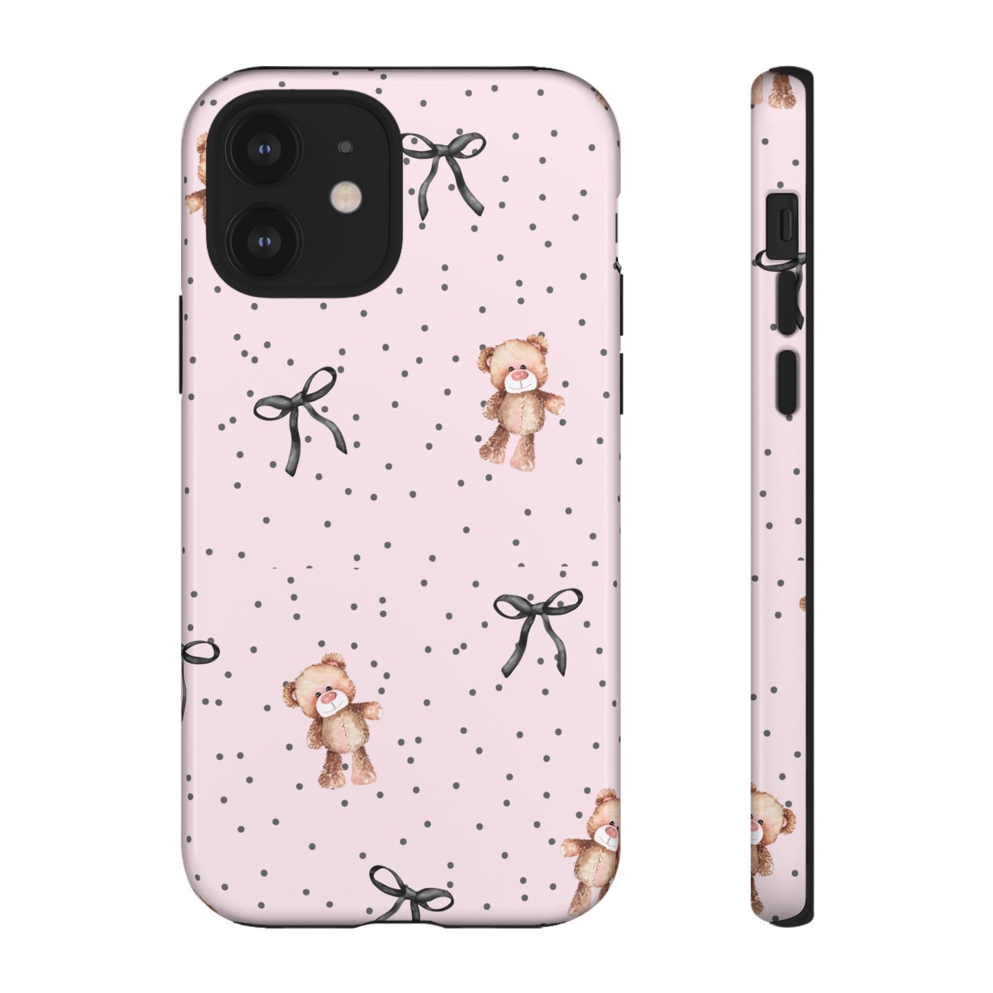 Teddy Bear Black Bow Pink Phone Case