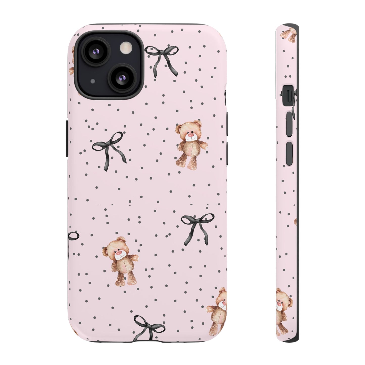 Teddy Bear Black Bow Pink Phone Case