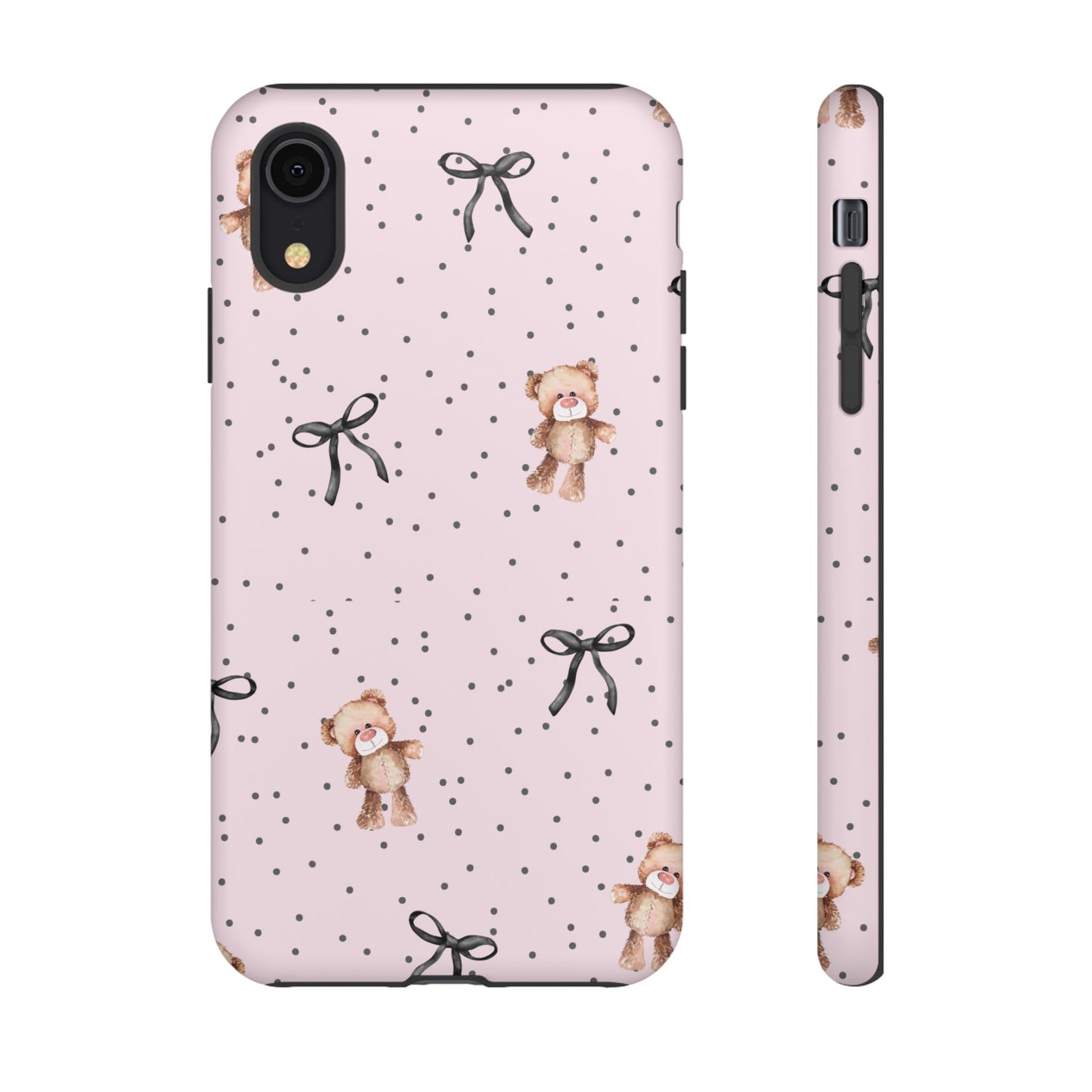 Teddy Bear Black Bow Pink Phone Case