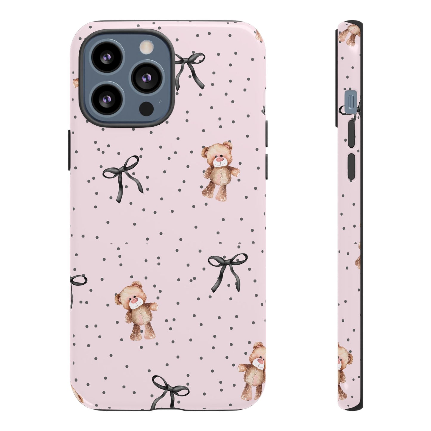 Teddy Bear Black Bow Pink Phone Case