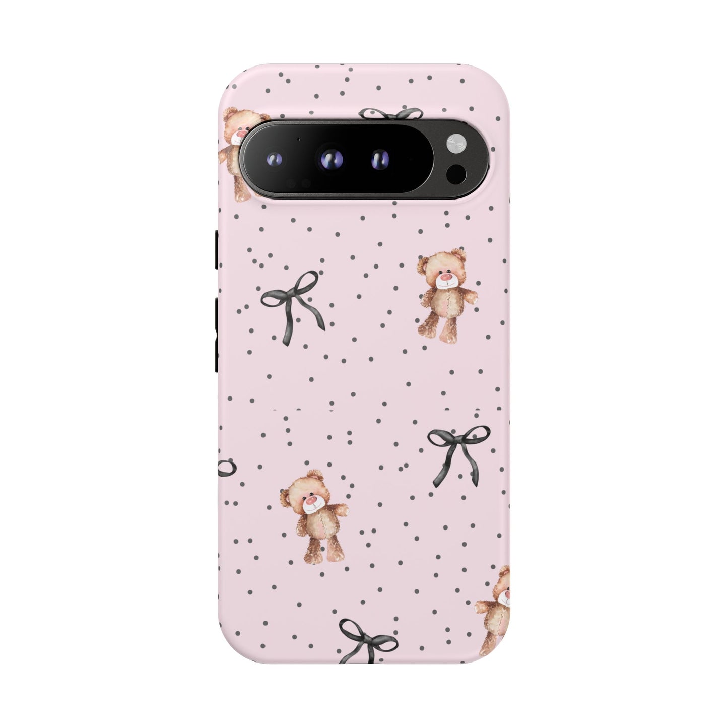 Teddy Bear Black Bow Pink Phone Case