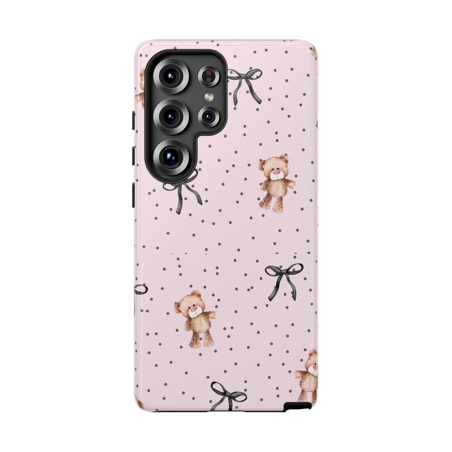 Teddy Bear Black Bow Pink Phone Case