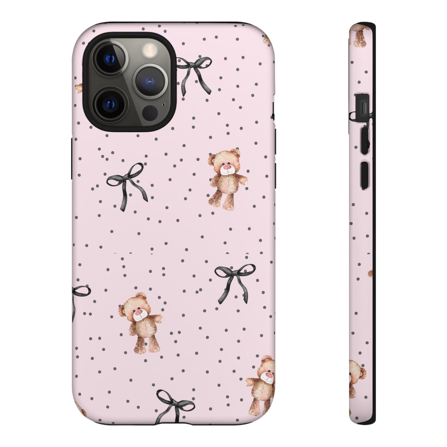 Teddy Bear Black Bow Pink Phone Case