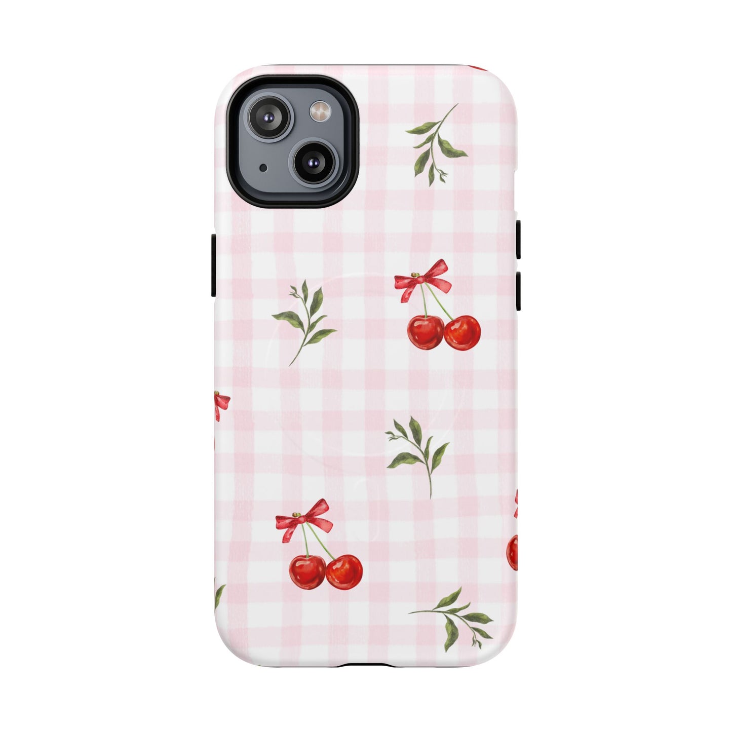 Cherry Pink Plaid MagSafe iPhone Case