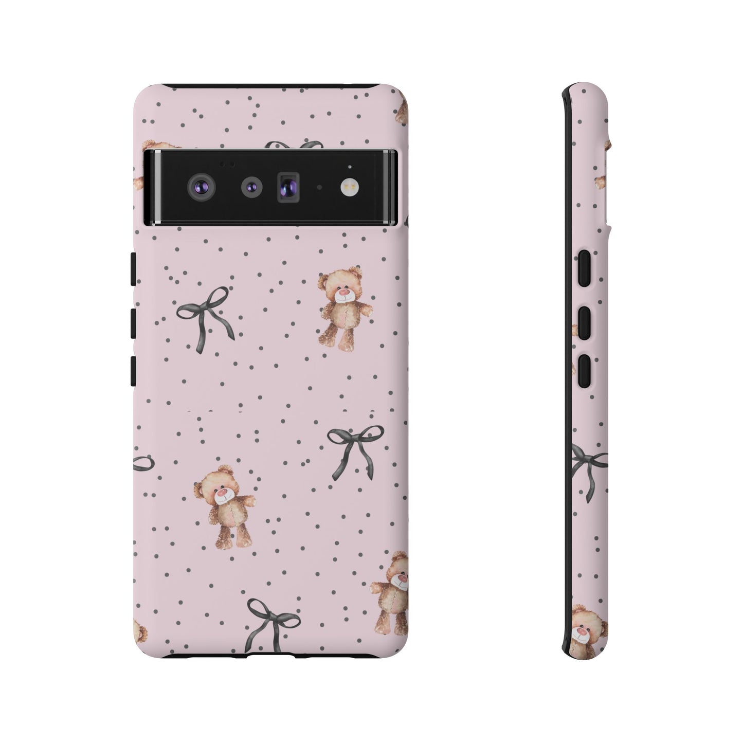 Teddy Bear Black Bow Pink Phone Case