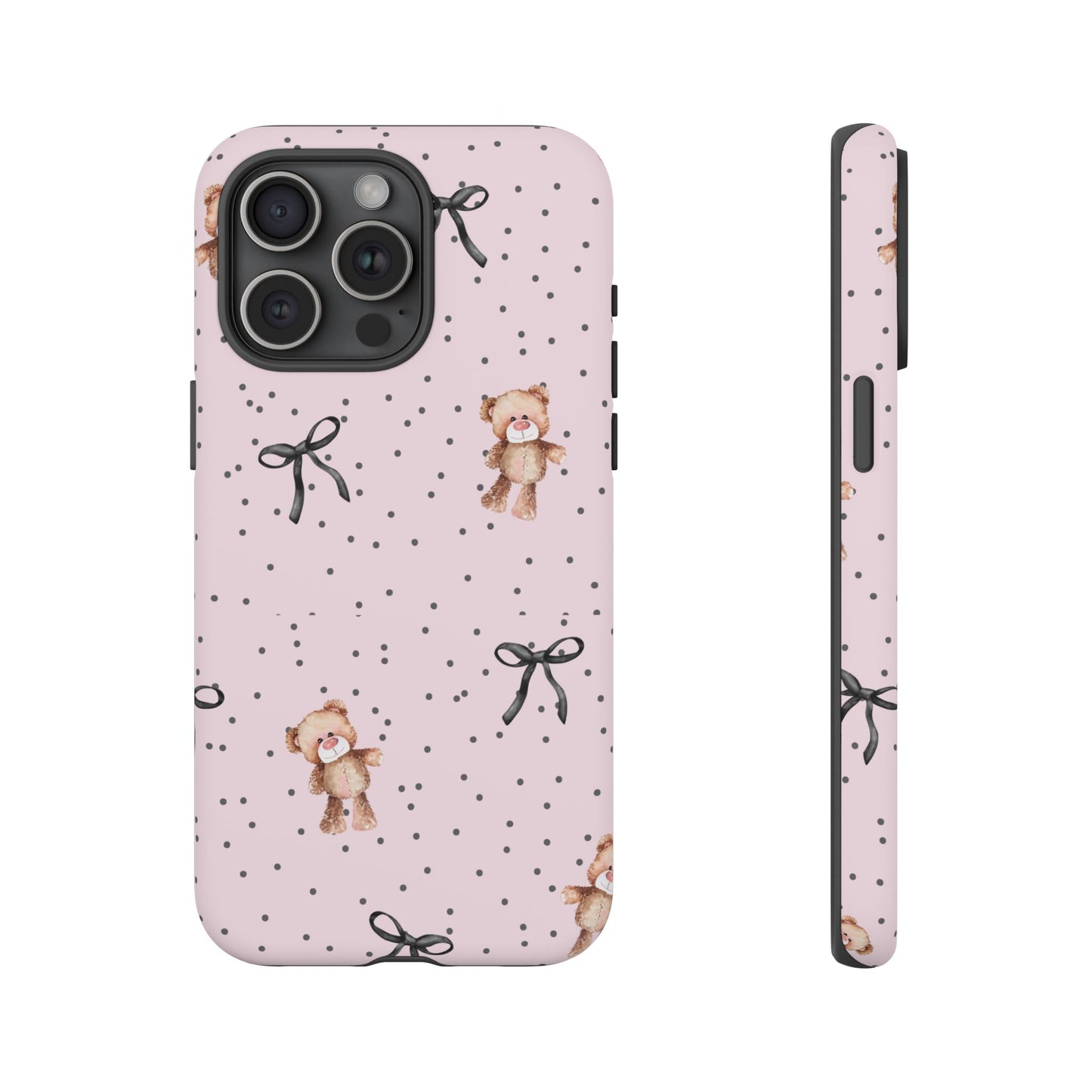 Teddy Bear Black Bow Pink Phone Case
