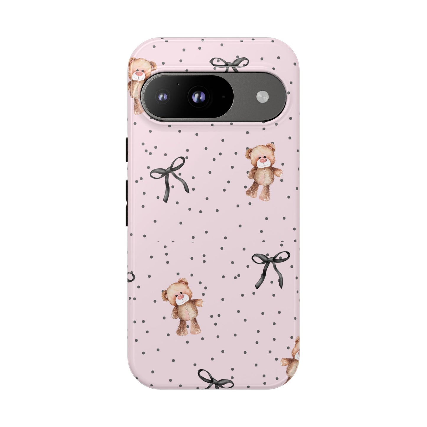Teddy Bear Black Bow Pink Phone Case