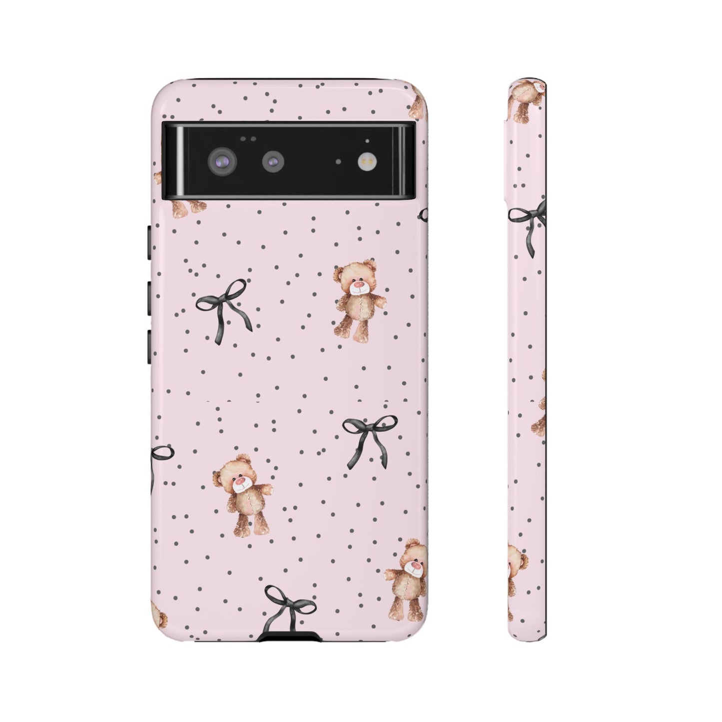 Teddy Bear Black Bow Pink Phone Case
