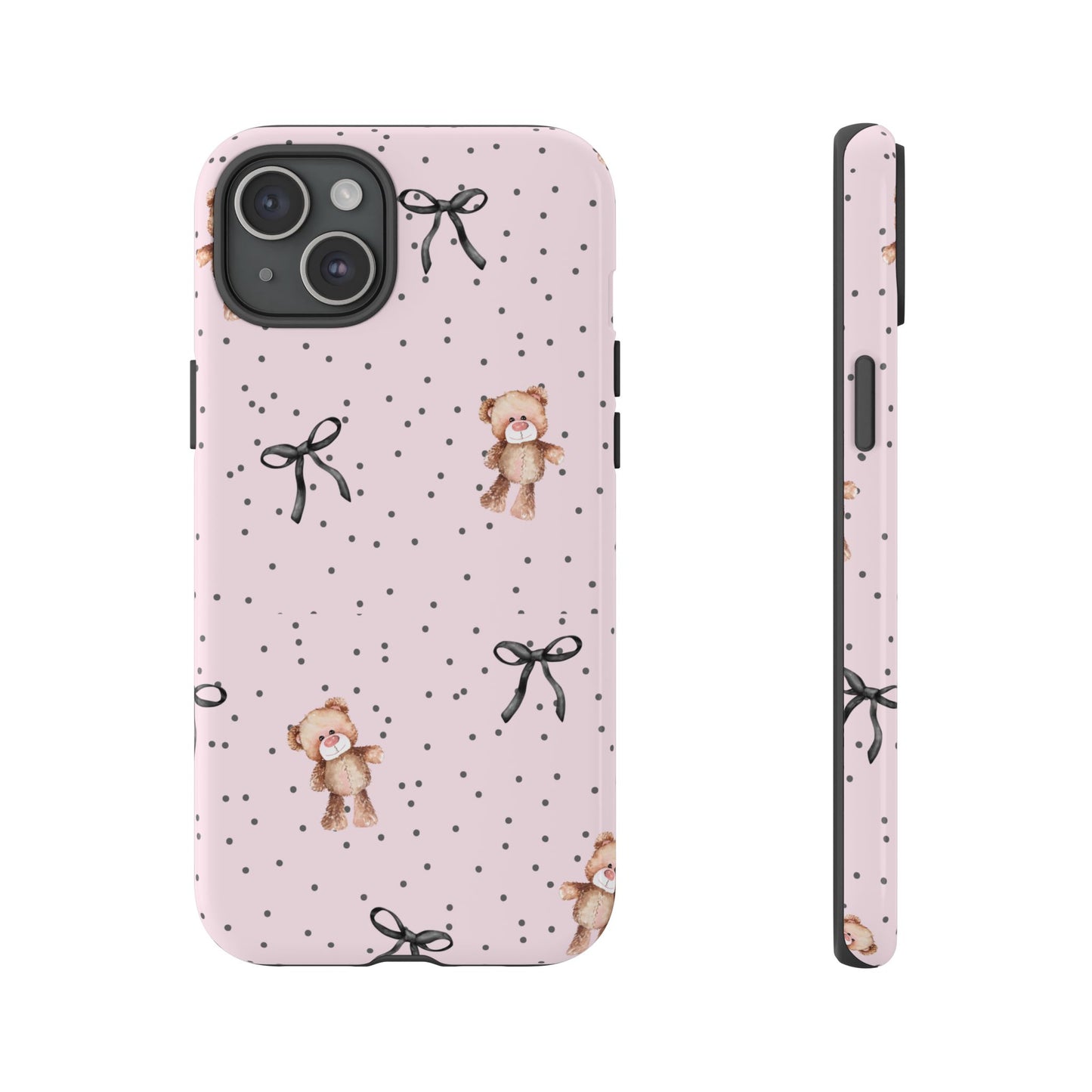 Teddy Bear Black Bow Pink Phone Case
