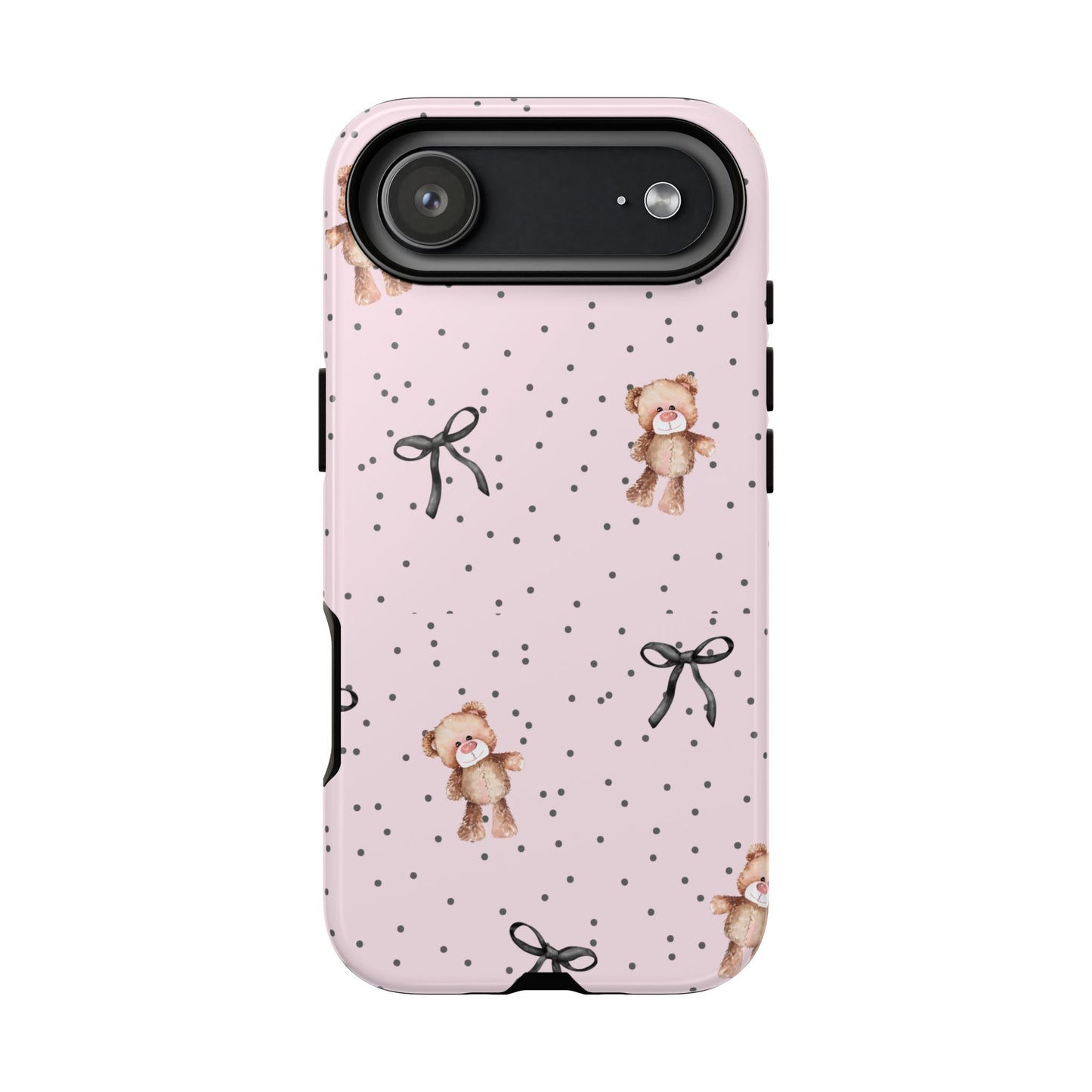 Teddy Bear Black Bow Pink Phone Case