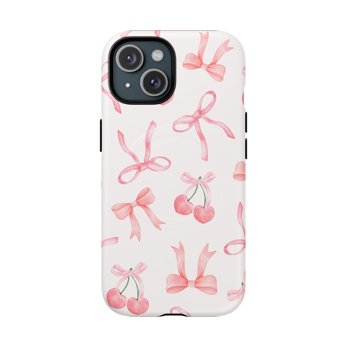 Pink Cherry Bow MagSafe iPhone Case