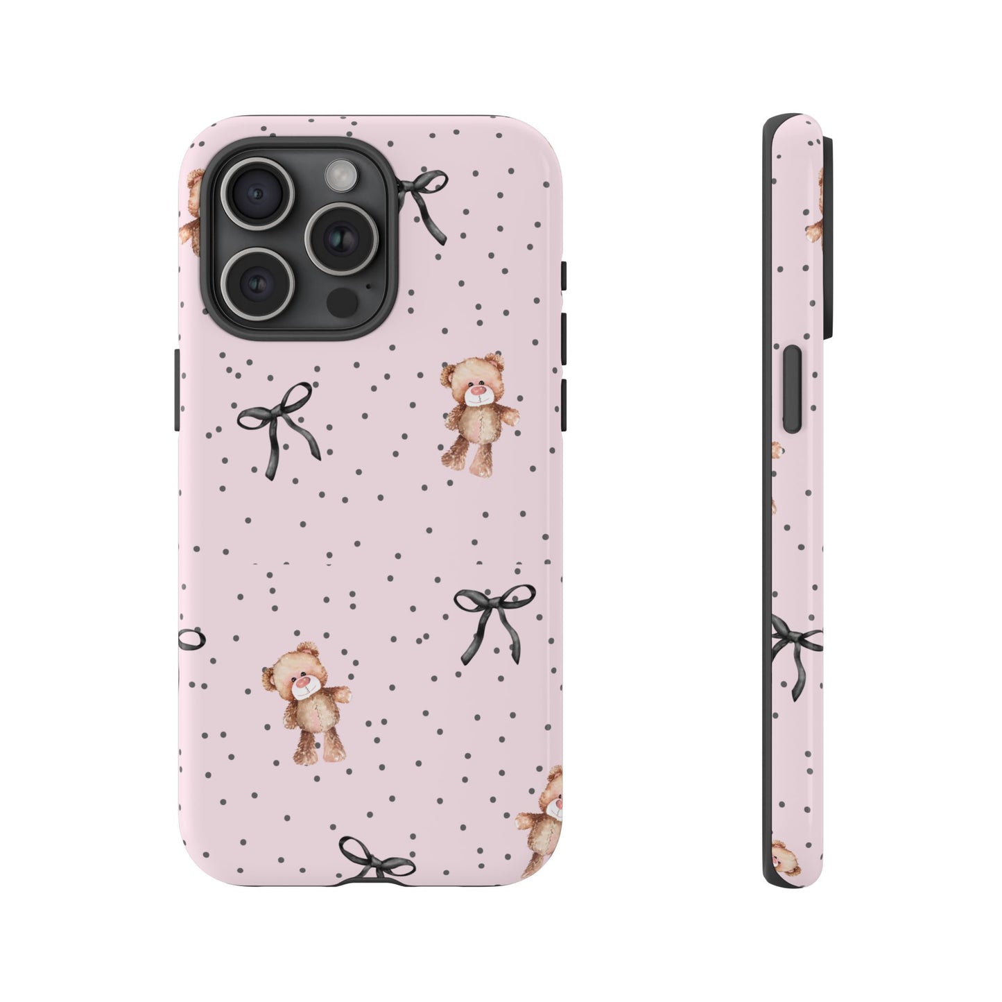 Teddy Bear Black Bow Pink Phone Case