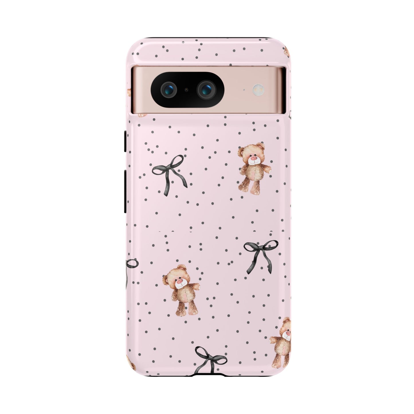 Teddy Bear Black Bow Pink Phone Case