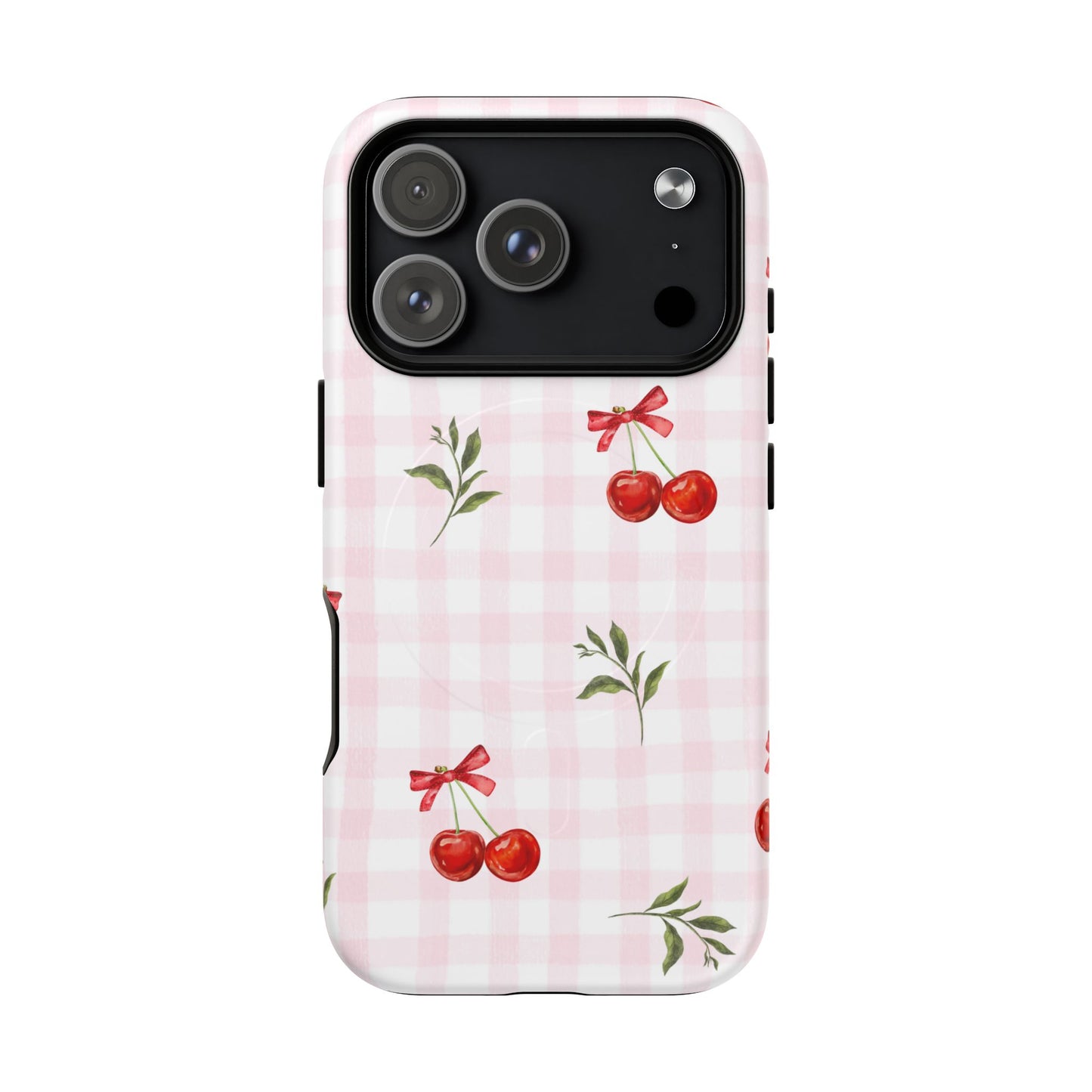 Cherry Pink Plaid MagSafe iPhone Case