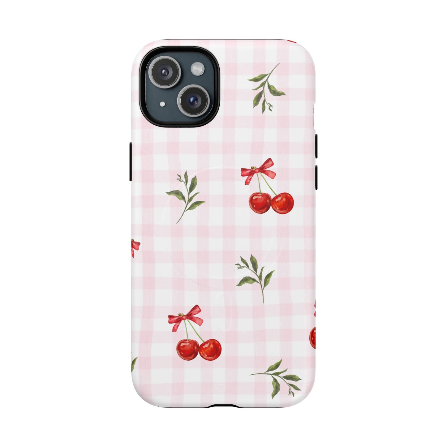 Cherry Pink Plaid MagSafe iPhone Case