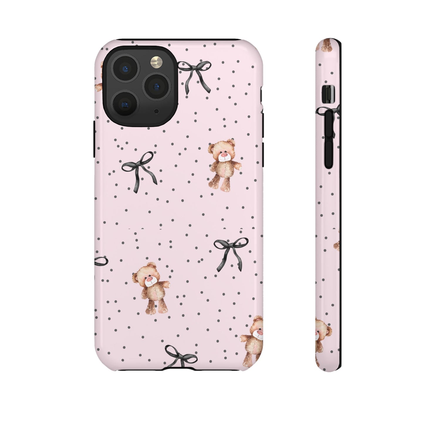 Teddy Bear Black Bow Pink Phone Case