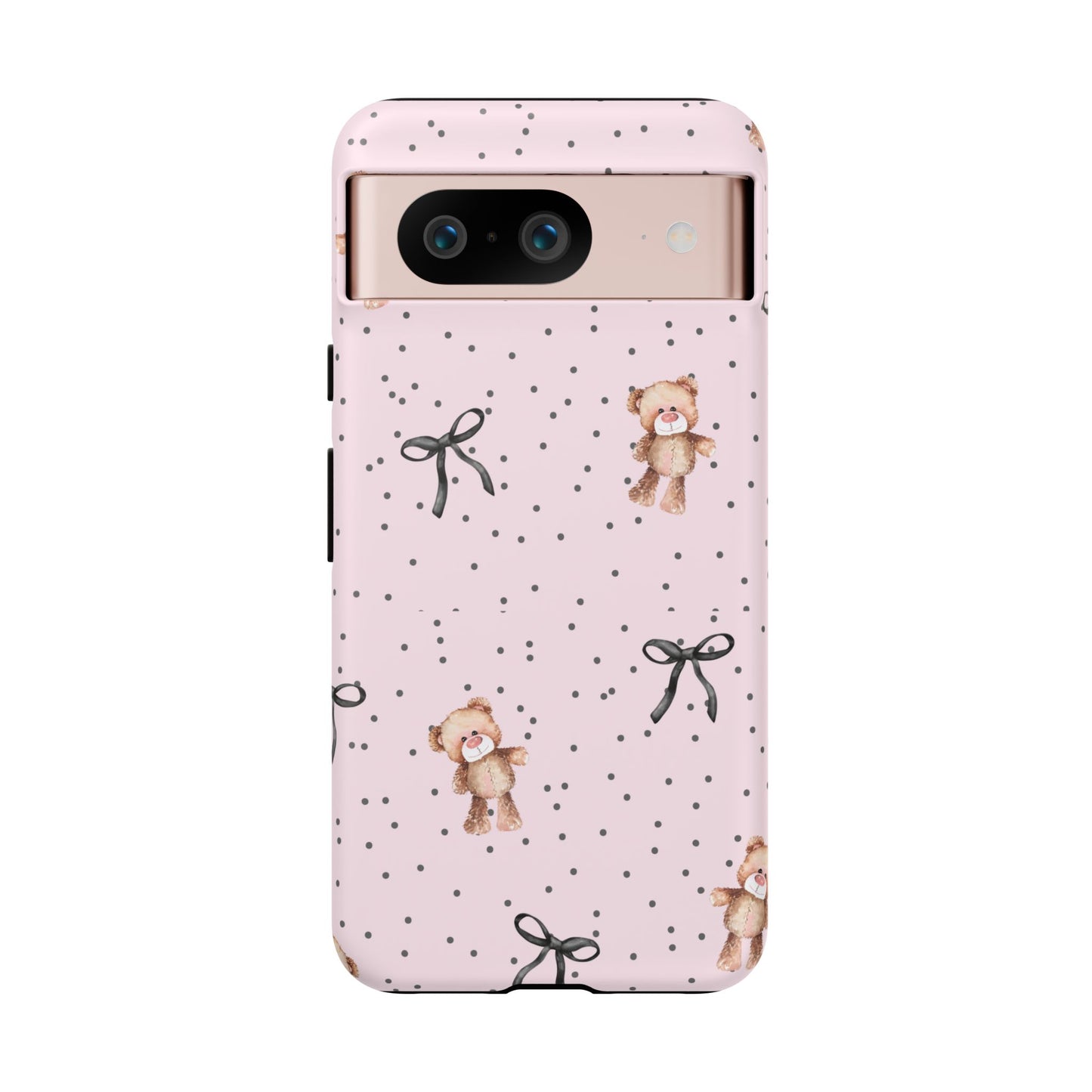 Teddy Bear Black Bow Pink Phone Case