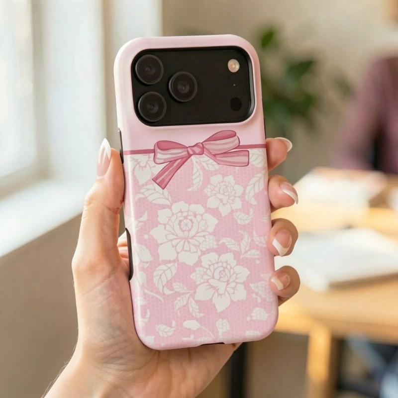 Pink Floral Bow MagSafe Phone Case