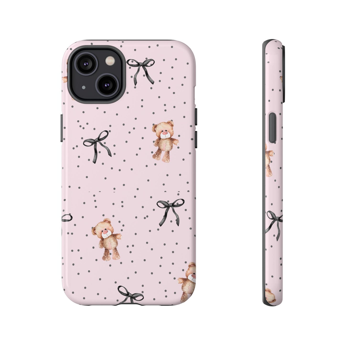 Teddy Bear Black Bow Pink Phone Case