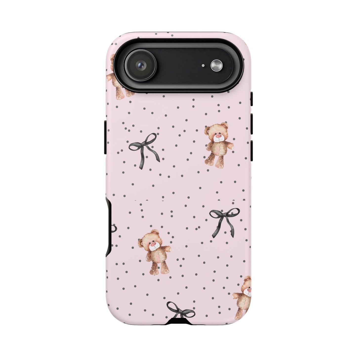 Teddy Bear Black Bow Pink Phone Case