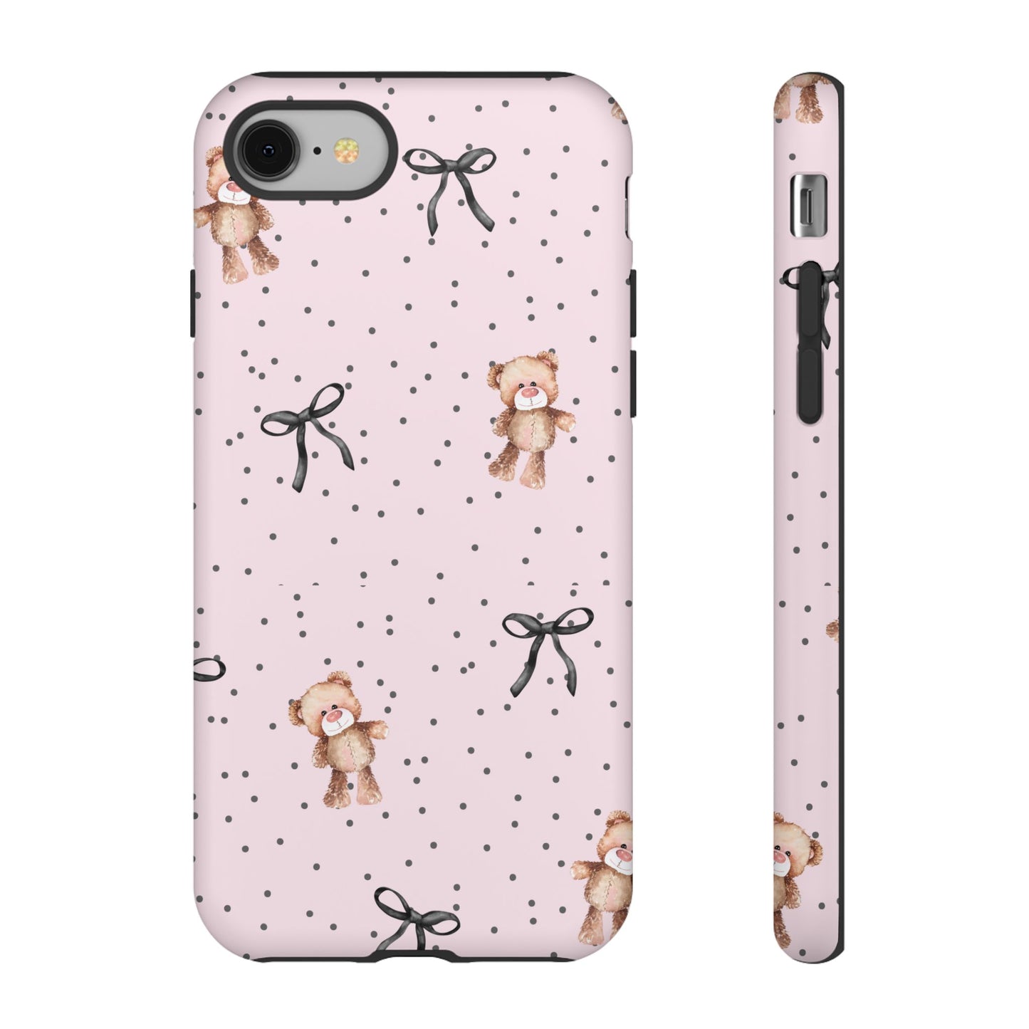 Teddy Bear Black Bow Pink Phone Case