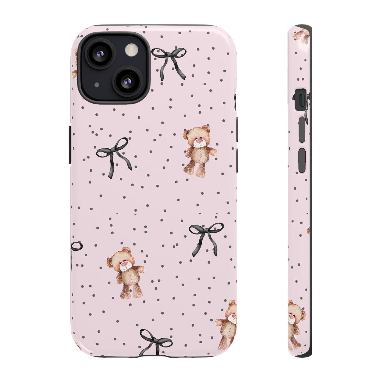 Teddy Bear Black Bow Pink Phone Case