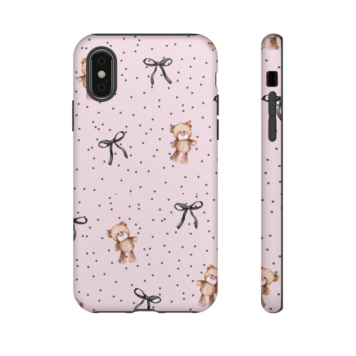 Teddy Bear Black Bow Pink Phone Case