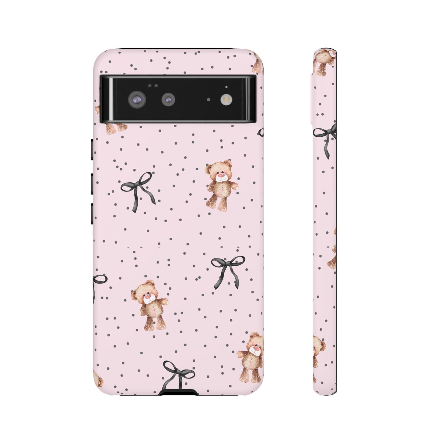 Teddy Bear Black Bow Pink Phone Case