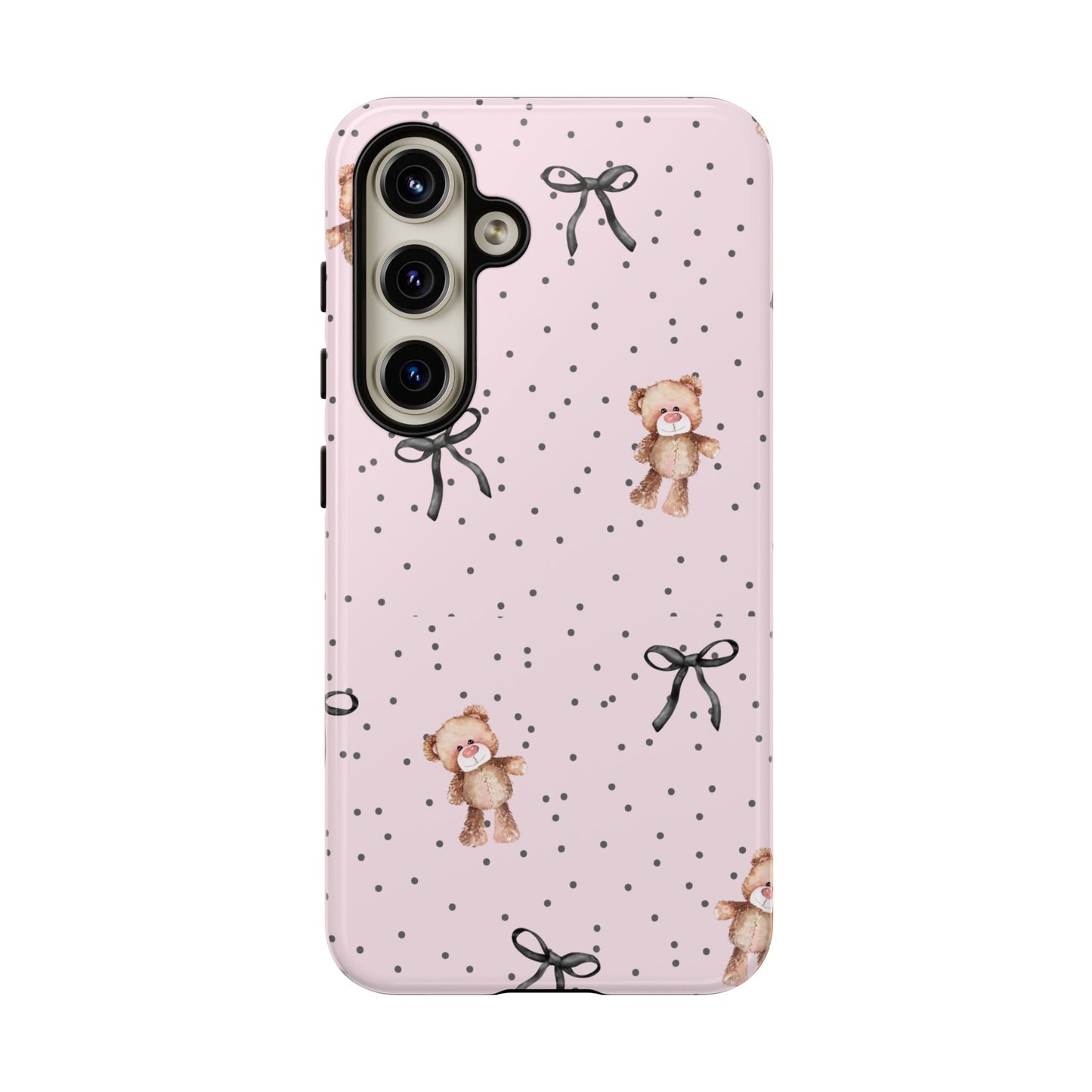 Teddy Bear Black Bow Pink Phone Case