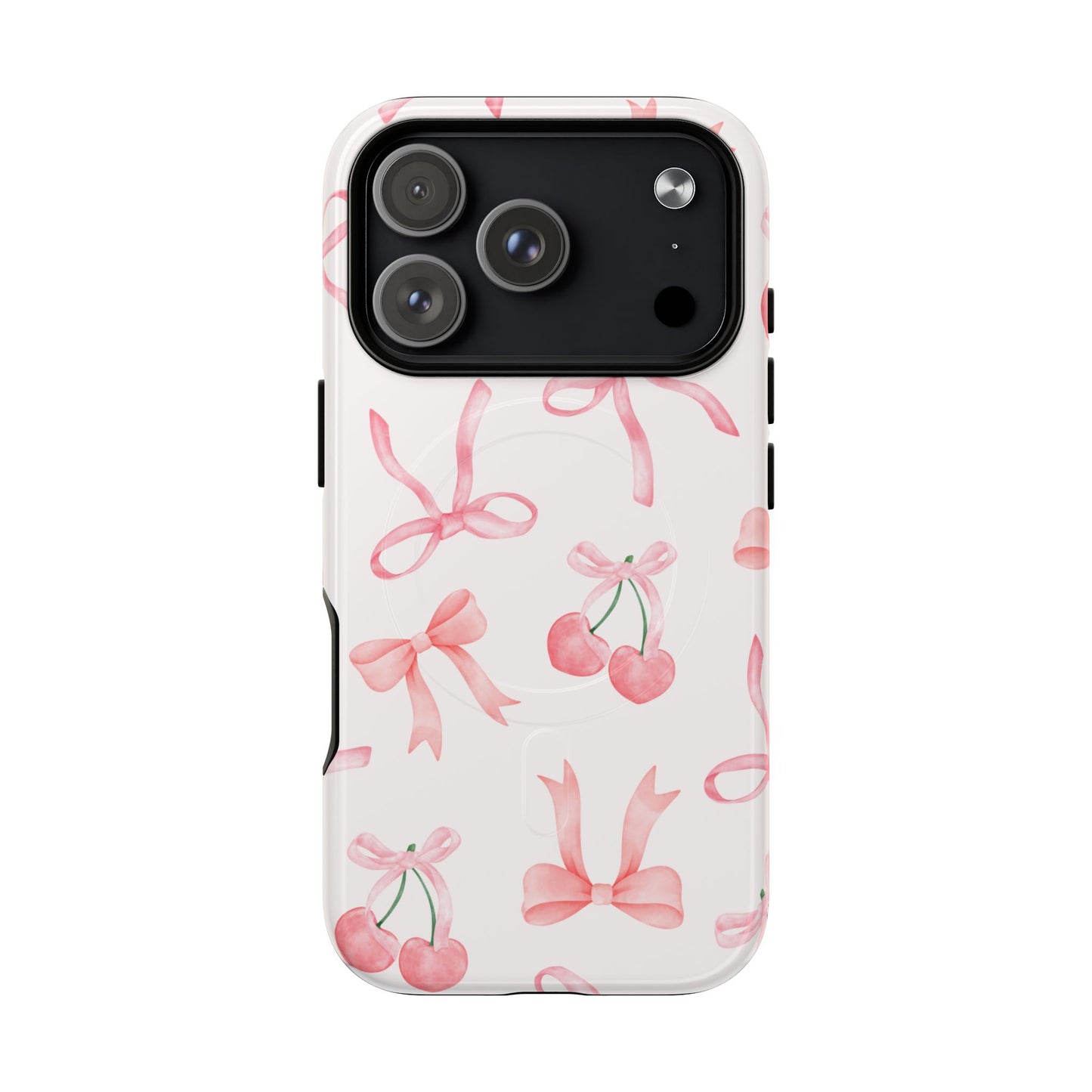 Pink Cherry Bow MagSafe iPhone Case