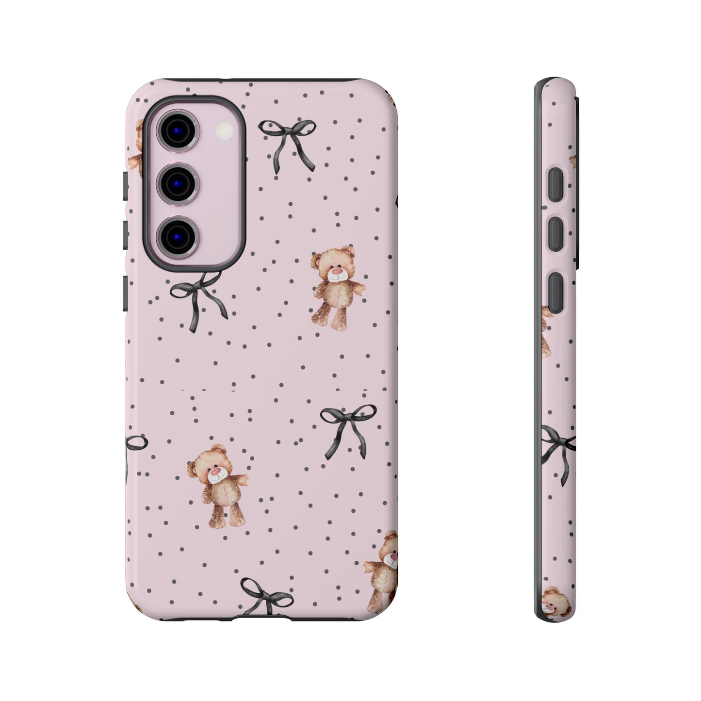 Teddy Bear Black Bow Pink Phone Case
