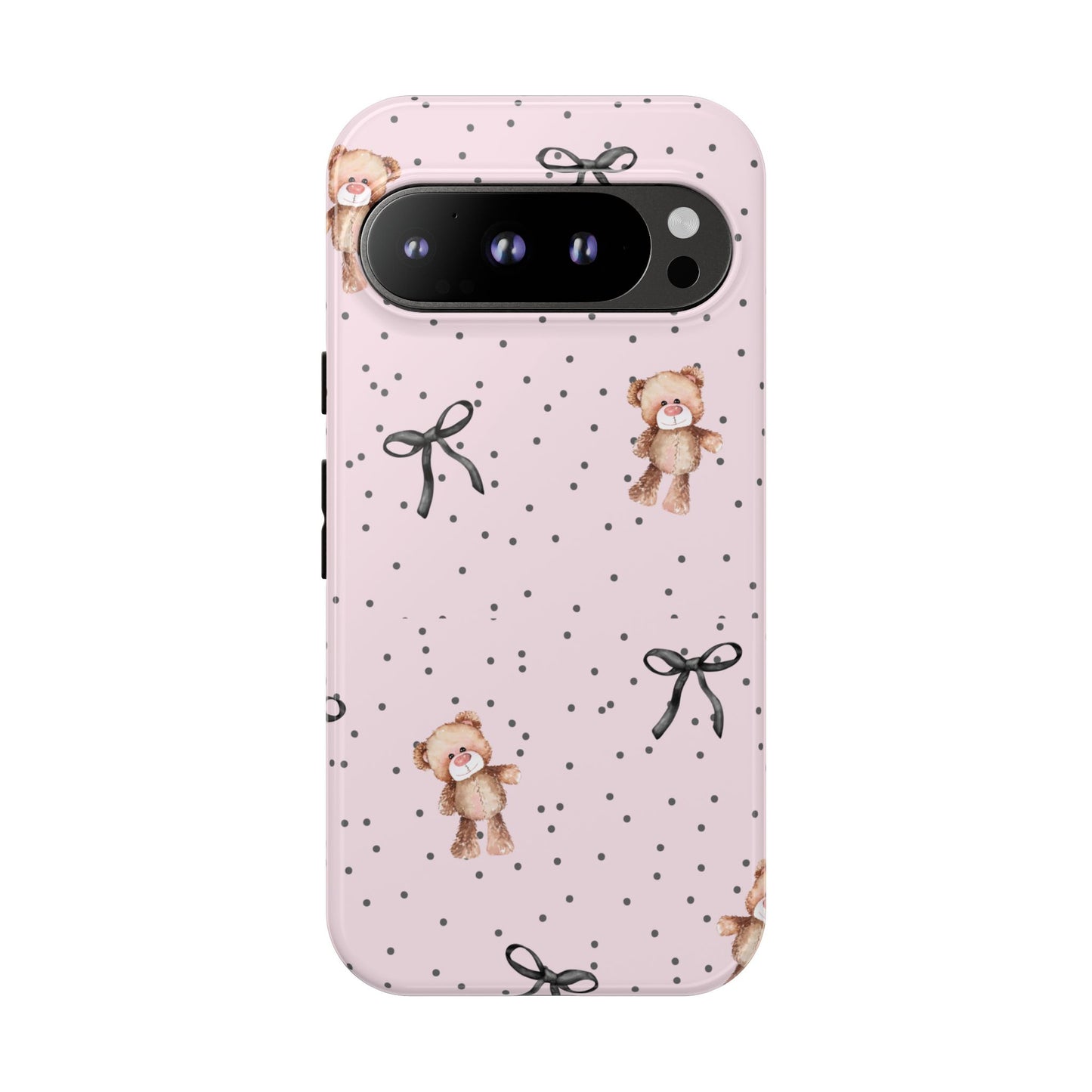 Teddy Bear Black Bow Pink Phone Case