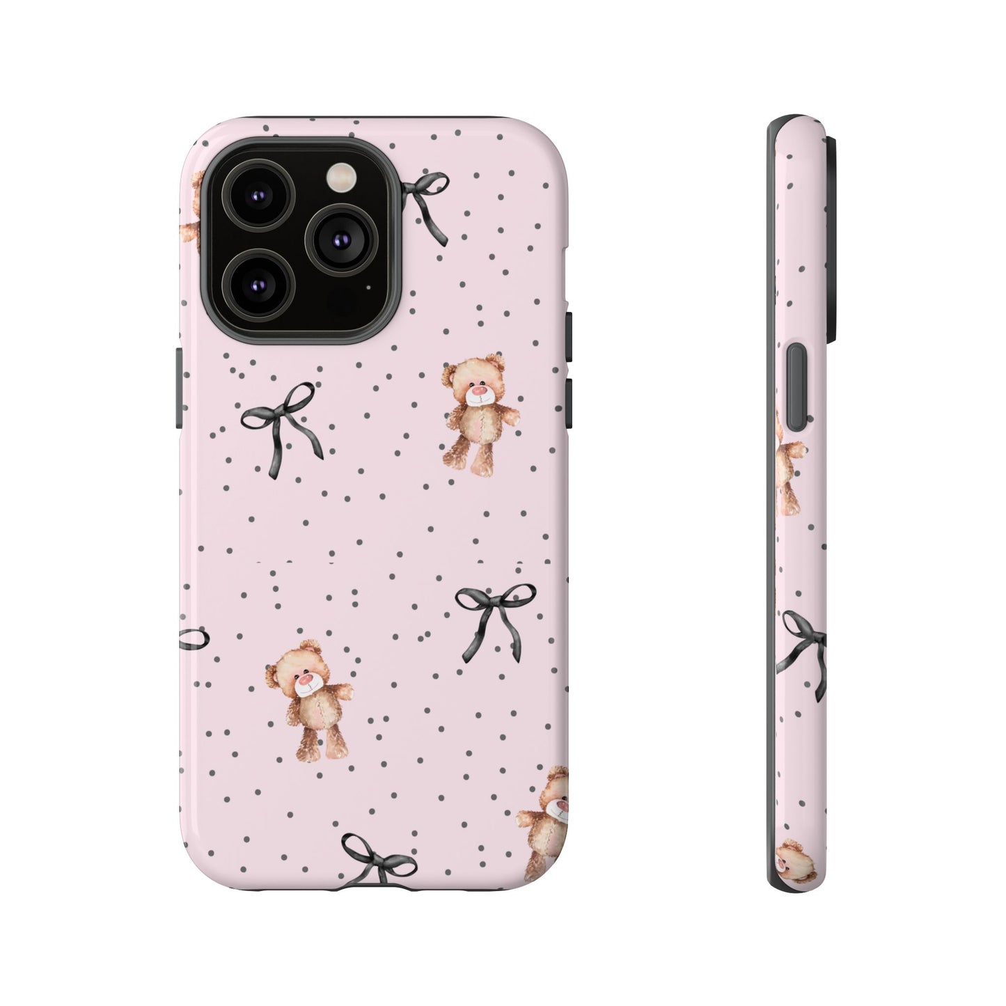 Teddy Bear Black Bow Pink Phone Case